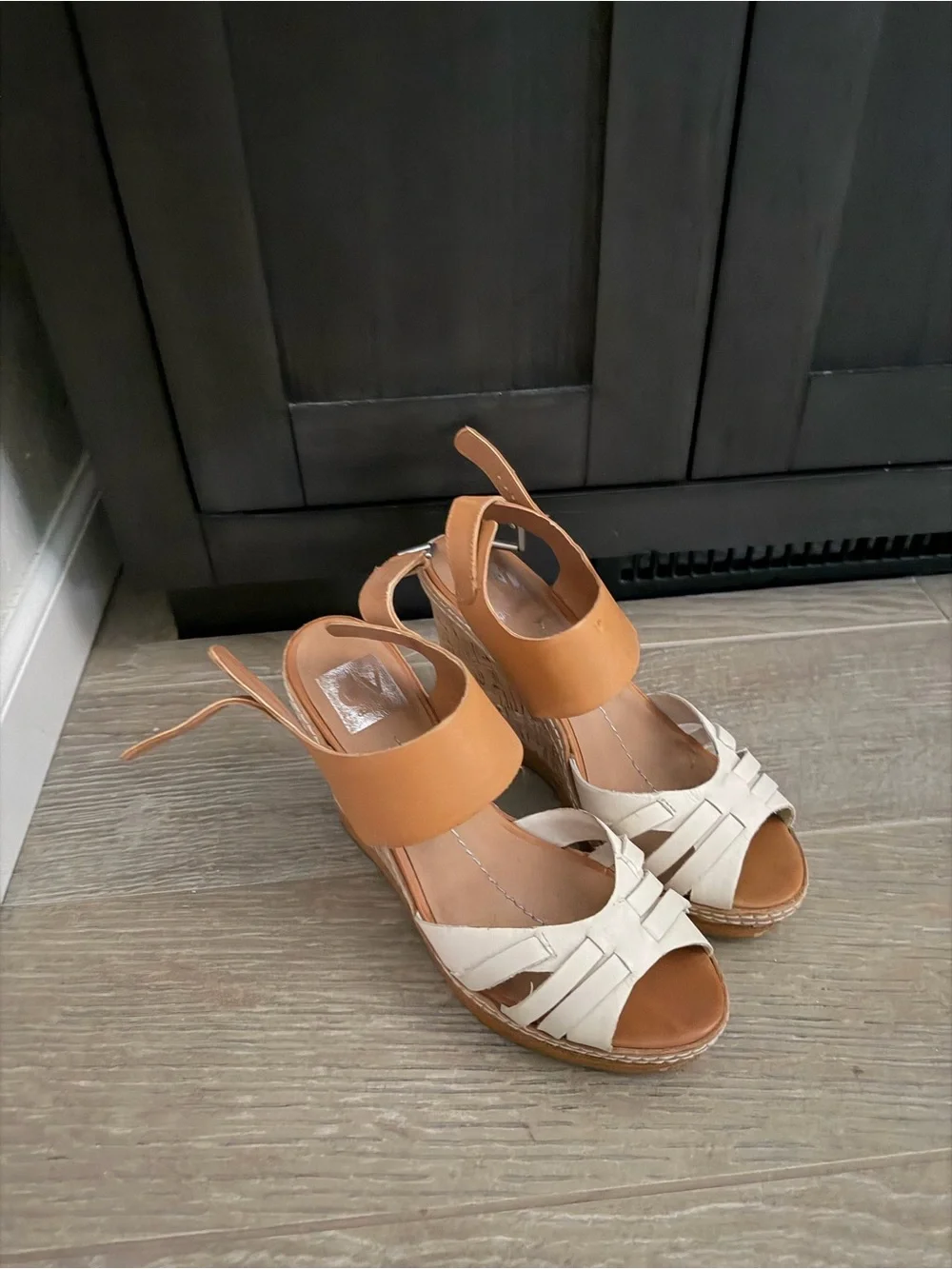 Dolce Vita Tan and Cream Wedge Sandals